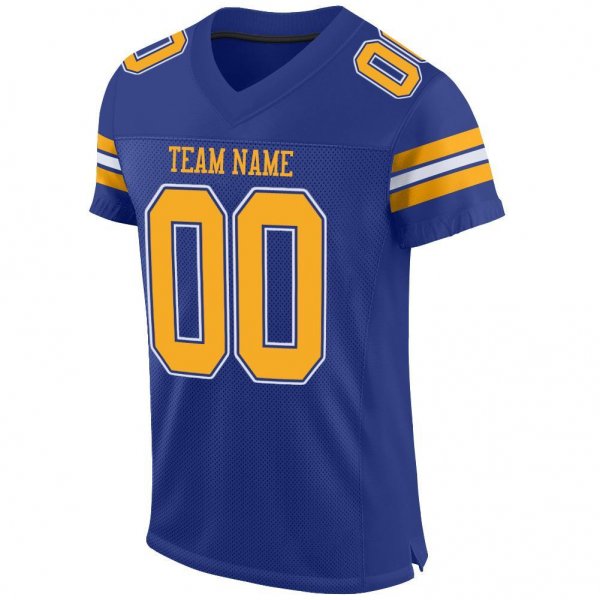 Men's Custom Royal Gold-White Mesh Authentic Football Jersey