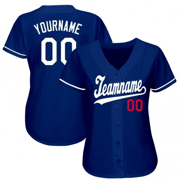 Youth Custom Royal White-Red Baseball Jersey