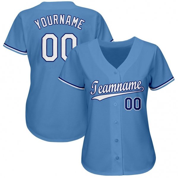 Youth Custom Light Blue White-Royal Baseball Jersey