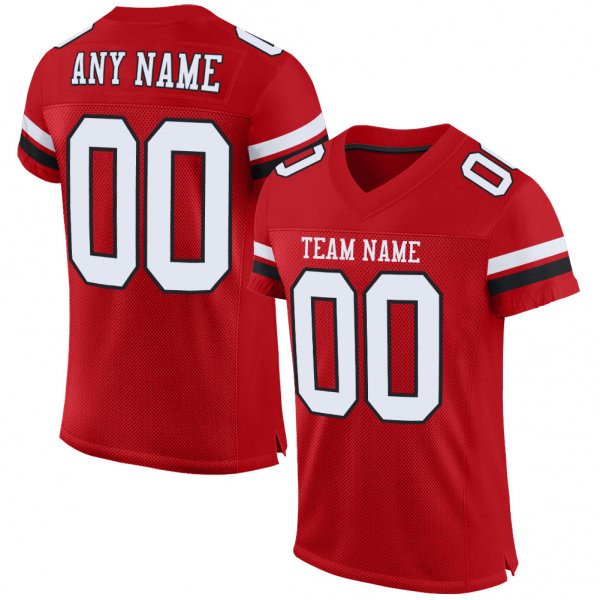 Kid's Custom Red White-Black Mesh Authentic Football Jersey