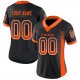 Women's Custom Black Orange-White Mesh Drift Fashion Football Jersey