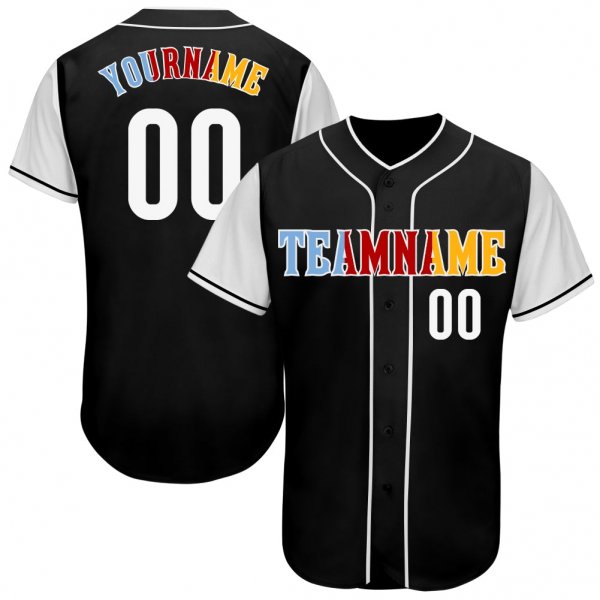 Preschool Custom Black White-Gold Authentic Baseball Jersey