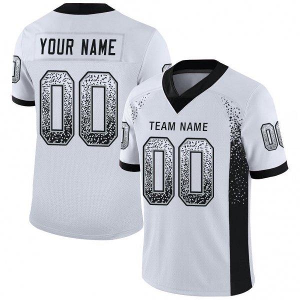 Men's Custom White Black-Silver Mesh Drift Fashion Football Jersey