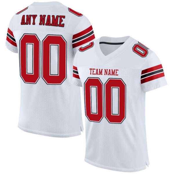 Kid's Custom White Red-Black Mesh Authentic Football Jersey