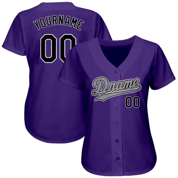 Preschool Custom Purple Black-Gray Authentic Baseball Jersey