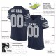 Women's Custom Navy Gray-White Mesh Authentic Football Jersey